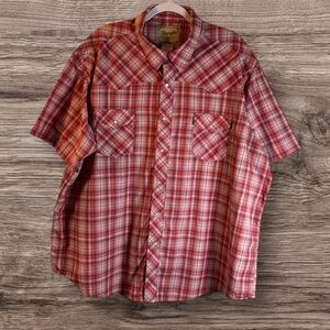 Wrangler Red Plaid Button-Up Western Shirt Men’s 3X
